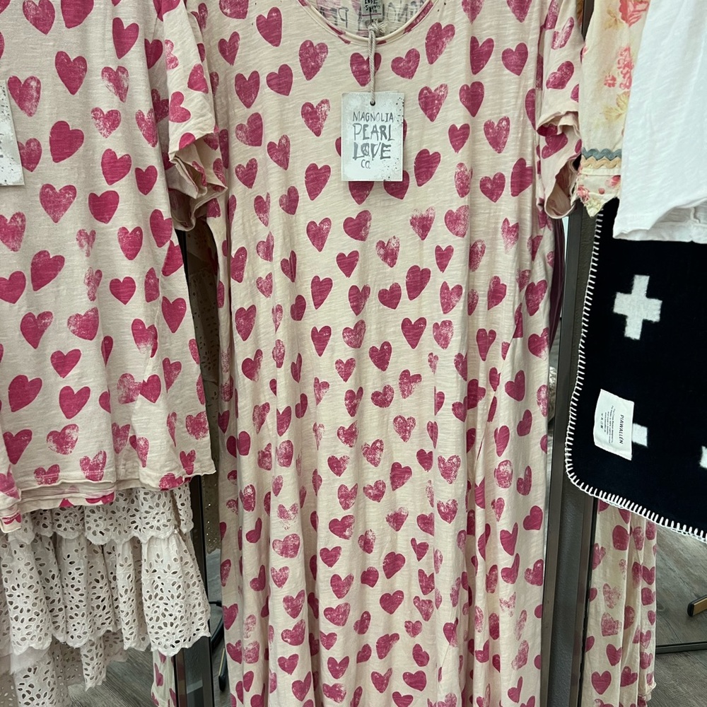 Magnolia Pearl Cream Dress with Red Heart Pattern